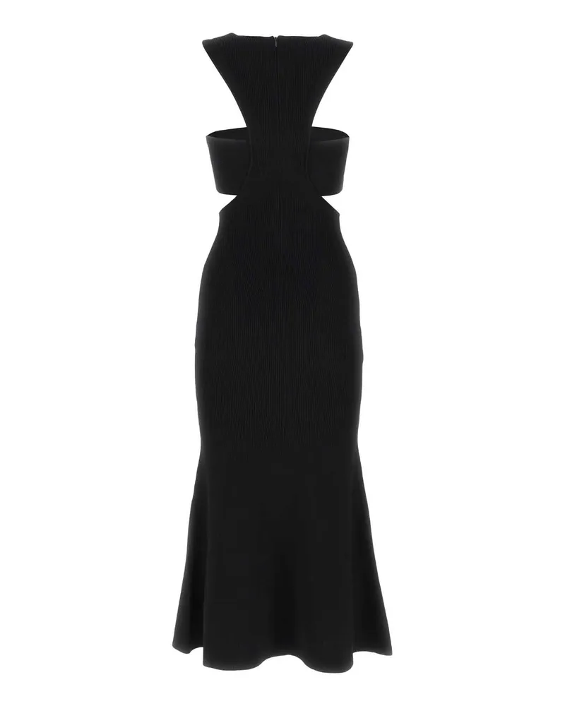 Alexander McQueen Women's Black Viscose Blend Dress 1000 Exterior: Polyester Abiti Lunghi Black