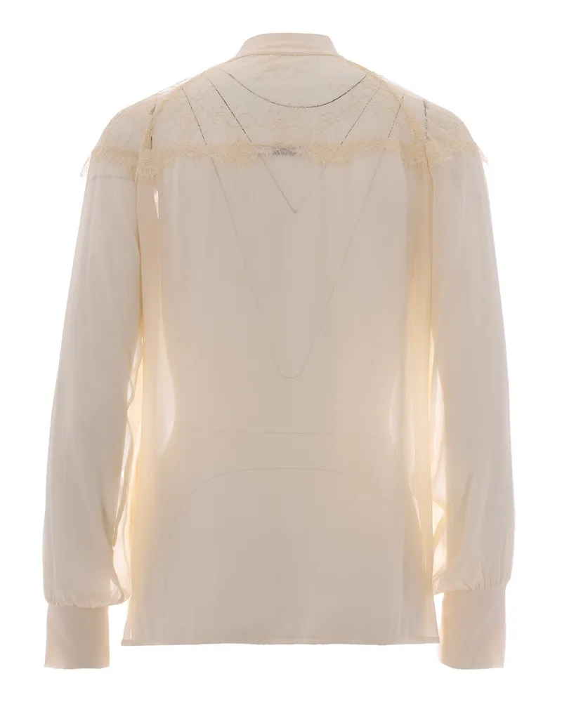 Patrizia Pepe Women's Blouse Pizzo Warm Ivory Shirt Beige