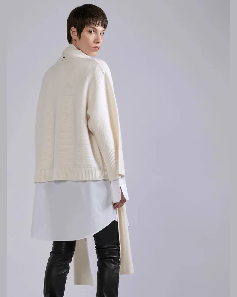 Barbara Bui Oversized Waffle-Knit Sweater — Cream Cream