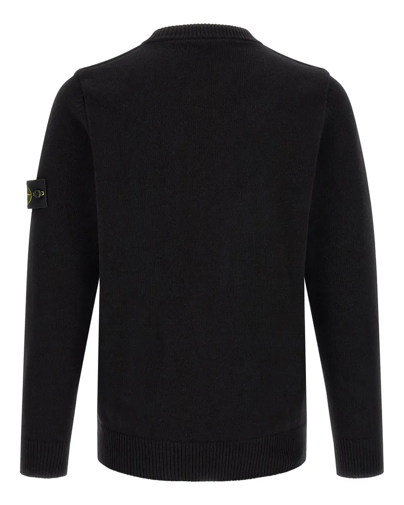 Stone Island Compact Knit Wool Sweater — Black Black