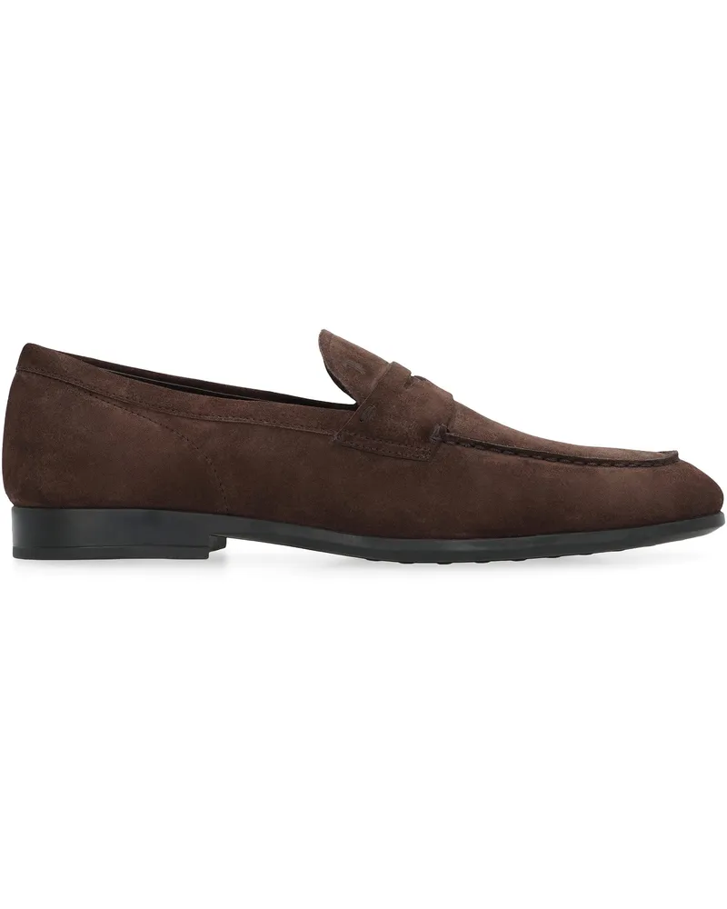 TOD'S Men's Brown Suede Loafers Calf Brown