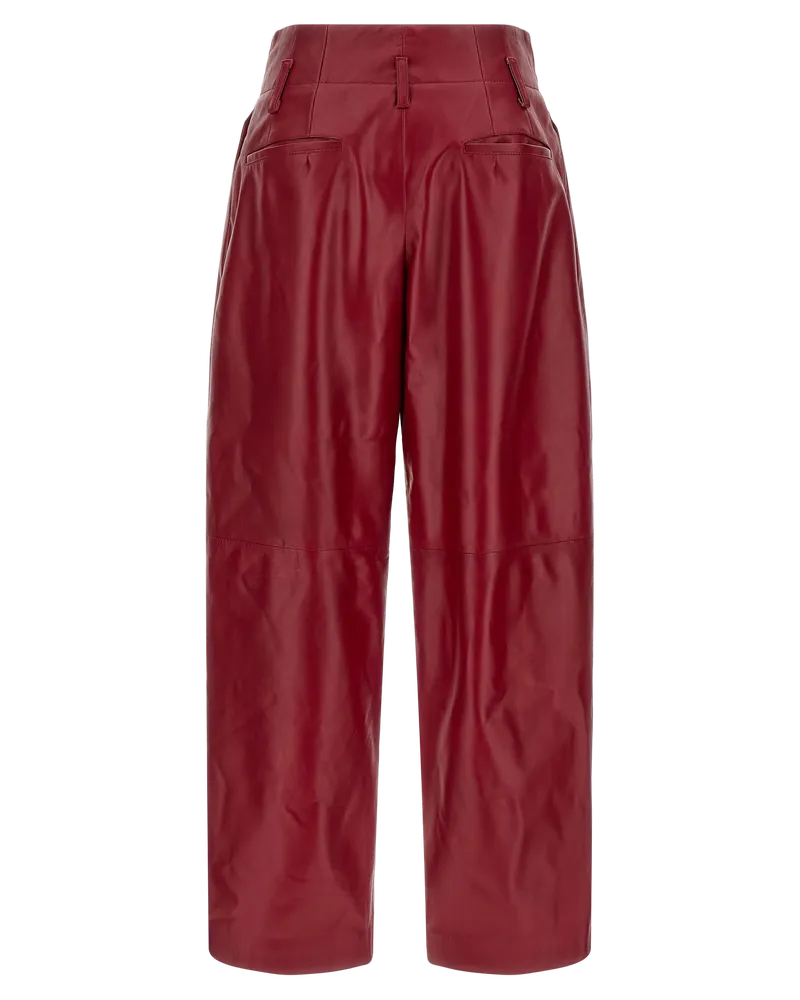 Alberta Ferretti Wide-Leg Leather-Effect Trousers — Red Red