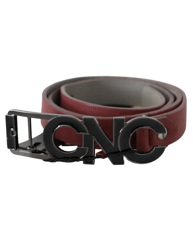 CoSTUME NATIONAL Women's Maroon Skinny Leather Logo Fashion Belt Marrone Red
