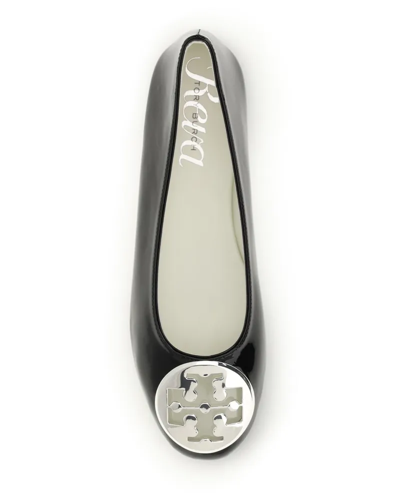 Tory Burch Women's Ballet Flats Reva Patent Leather Black Perfect Calf Ballerina Shoes Black