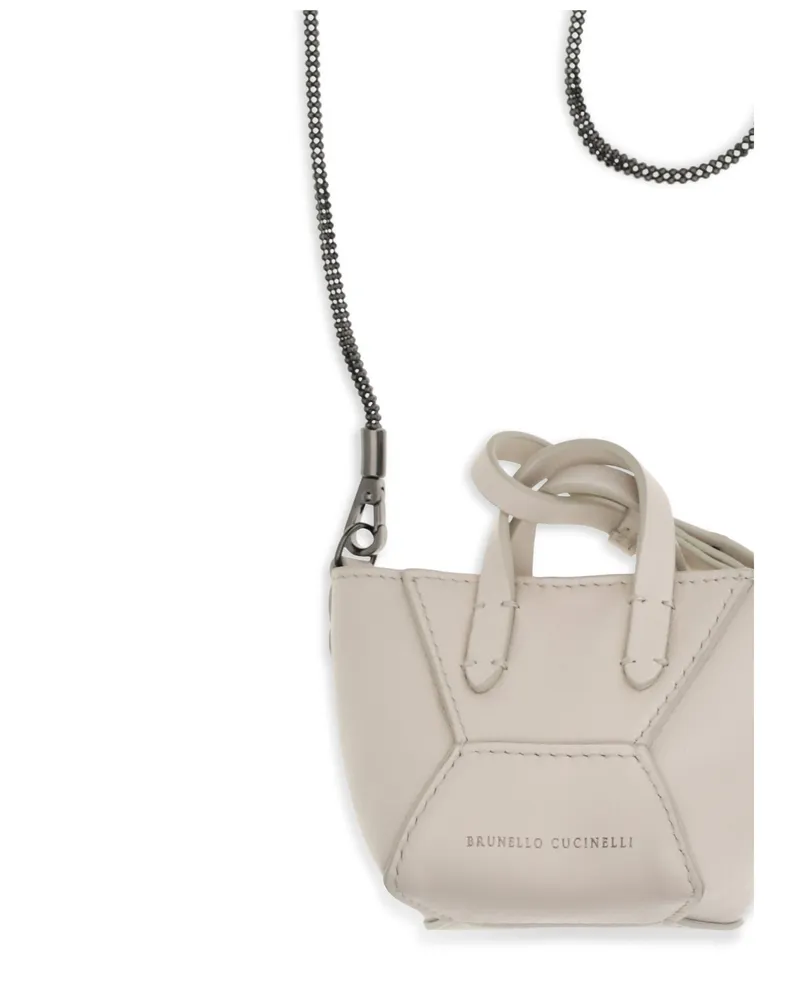 Brunello Cucinelli Women's Mini Leather Shoulder Bag Ivory Calf Ivory