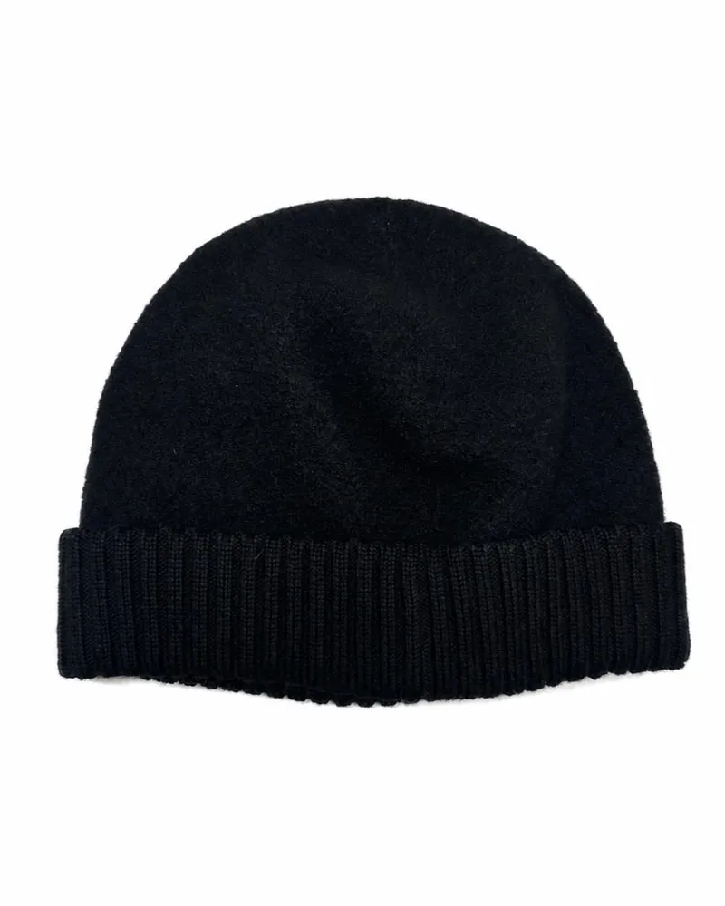 C.P. Company 21CMAC280A110513A Ribbed Virgin Wool Beanie — Black Black