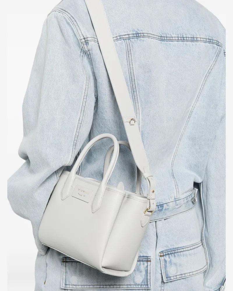 Emporio Armani Pebbled Leather Tote Bag — White White