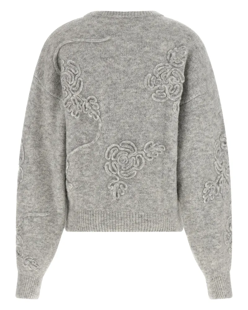 ROTATE Birger Christensen 3D Floral Jacquard Sweater — Grey Grey