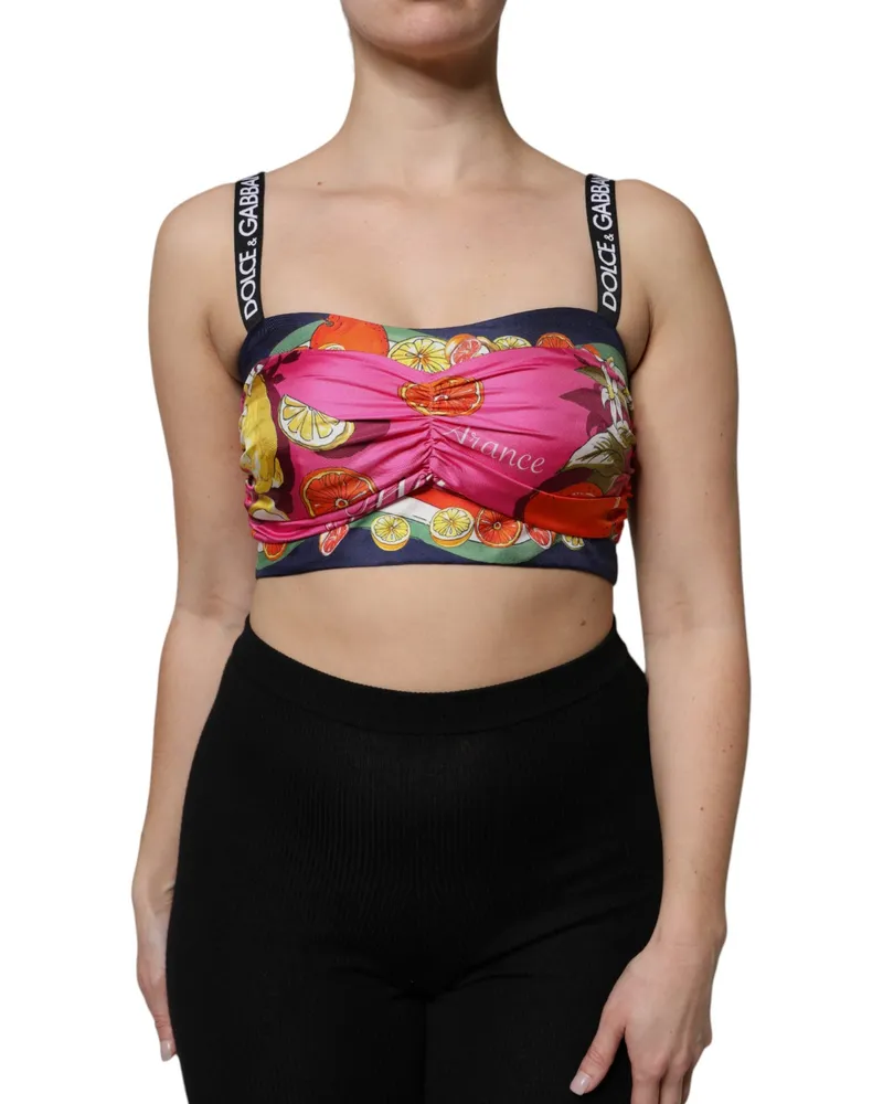 Dolce & Gabbana Women's Multicolor Silk Cropped Bustier Corset Top Multicolor