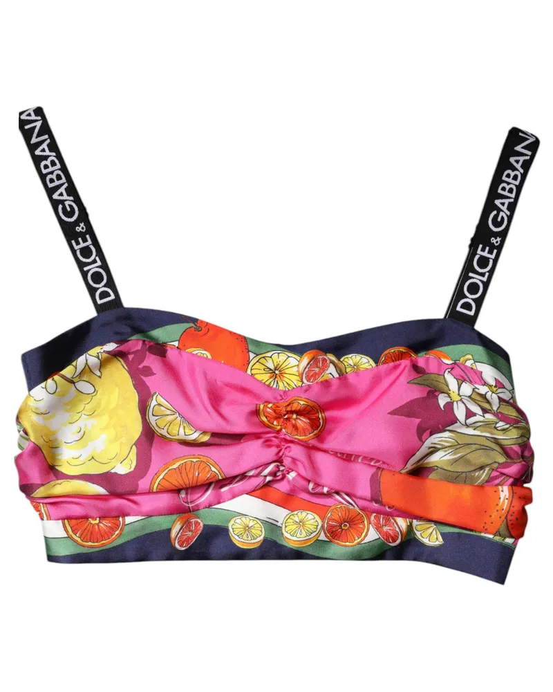 Dolce & Gabbana Silk Corset-Style Cropped Top — Multicolor Multicolor