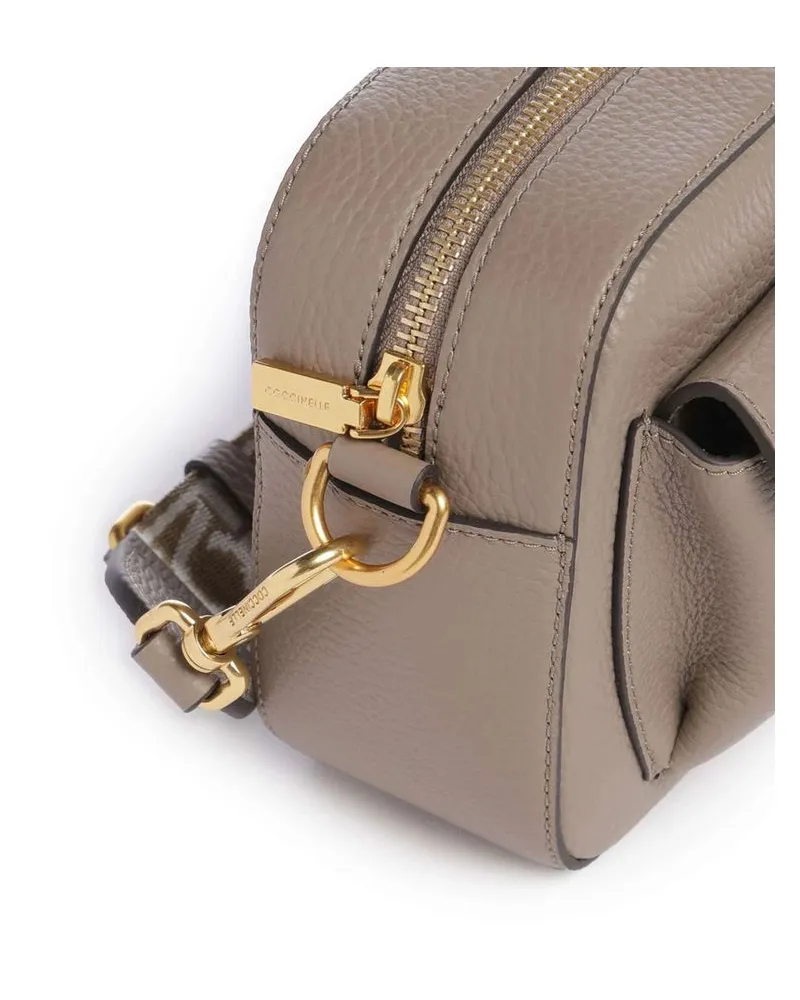 Coccinelle Women's Crossbody Bag Warm Taupe Grained Leather-Ribbon - Crossbody-Bags Leather/ribbon Beige