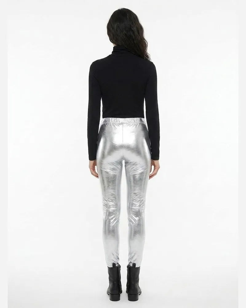 Dolce & Gabbana Metallic Elastane Leggings — Silver Silver