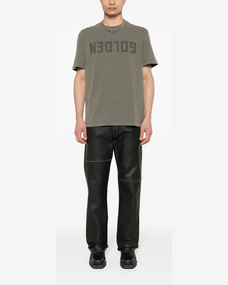 Golden Goose Logo-Print Cotton T-Shirt — Sage Green Sage