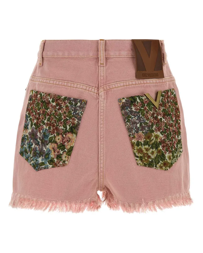 Valentino Garavani Women's Pink Denim Shorts Oldrose Cotton Flax (or Linen Pink