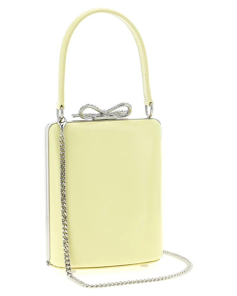 Self-Portrait Bow-Detailed Leather Top Handle Bag — Yellow Yellow