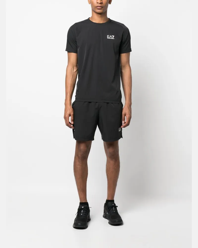EA7 Logo-Print T-Shirt — Black Black