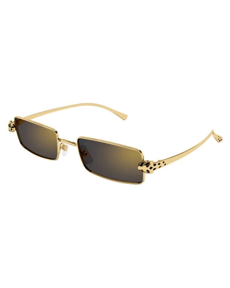 Cartier CT0473S Gold-Plated Rectangle Sunglasses — Gold Gold