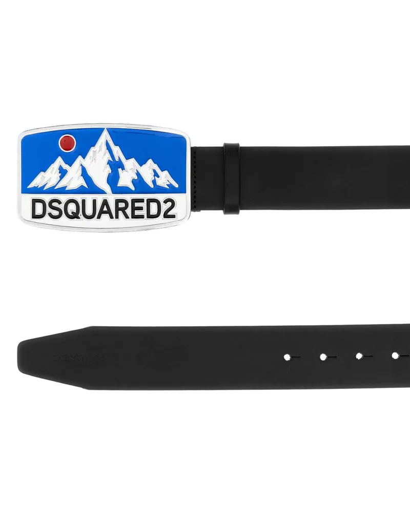 Dsquared2 Mountain-Logo Leather Belt — Black Black