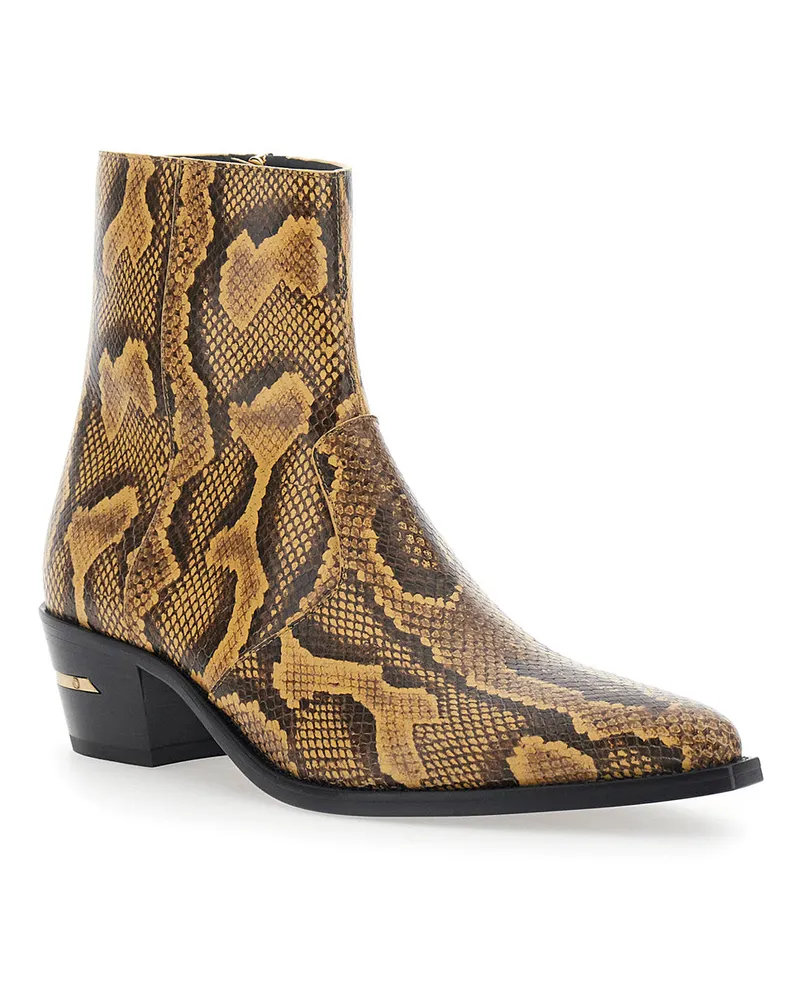 Amiri Men's Boots Ma Pointy Python Leather Brown Brown