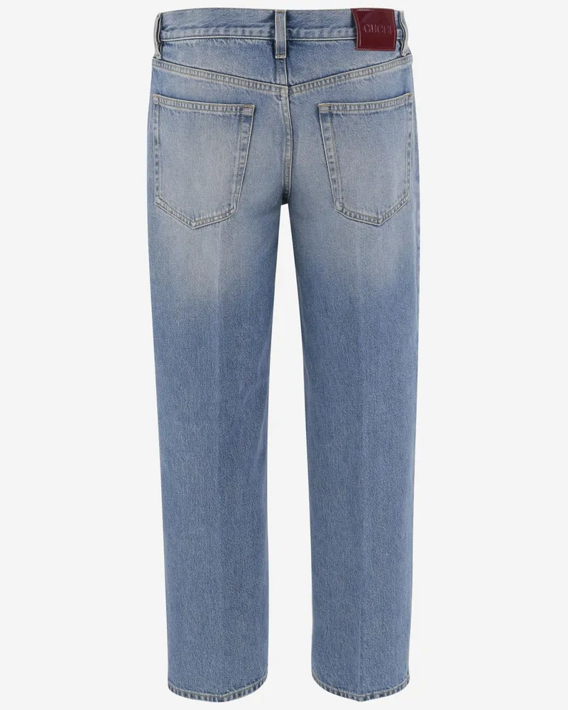 Gucci Women's Jeans Cotton Denim Blue Trousers Blue