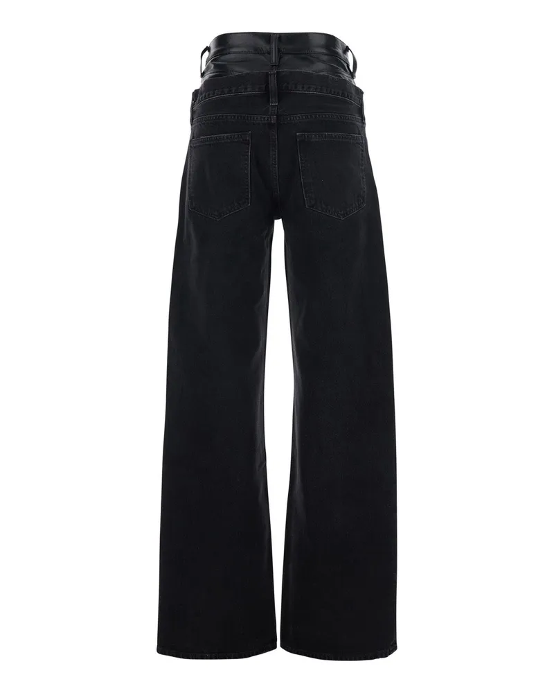 AGOLDE Women's Jeans Elson Double Waist Black Denim Regenerative Cotton Black