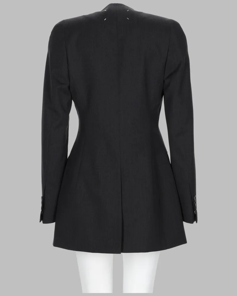Maison Margiela Pinstripe Virgin Wool Jacket — Black Black
