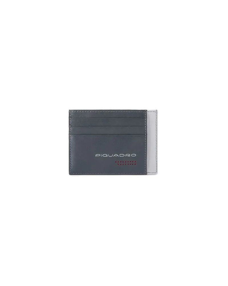 Piquadro Unisex Wallet Grey Black Leather Bags Gray