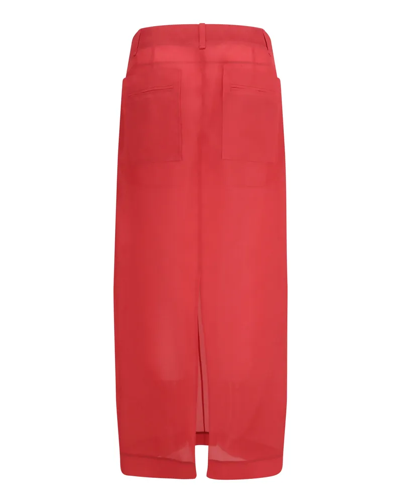 KHAITE Women's Midi Skirt Lucian Raspberry Silk Red