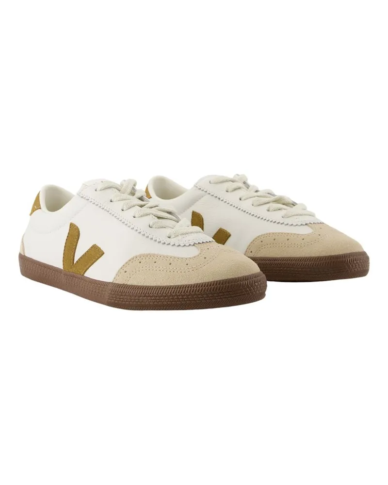 VEJA Women's Volley Sneakers -  Leather White Calfskin Shoes White
