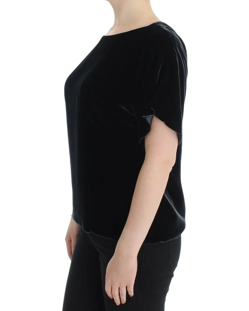 Dolce & Gabbana Women's Black Velvet Shortsleeved Blouse Silk Black