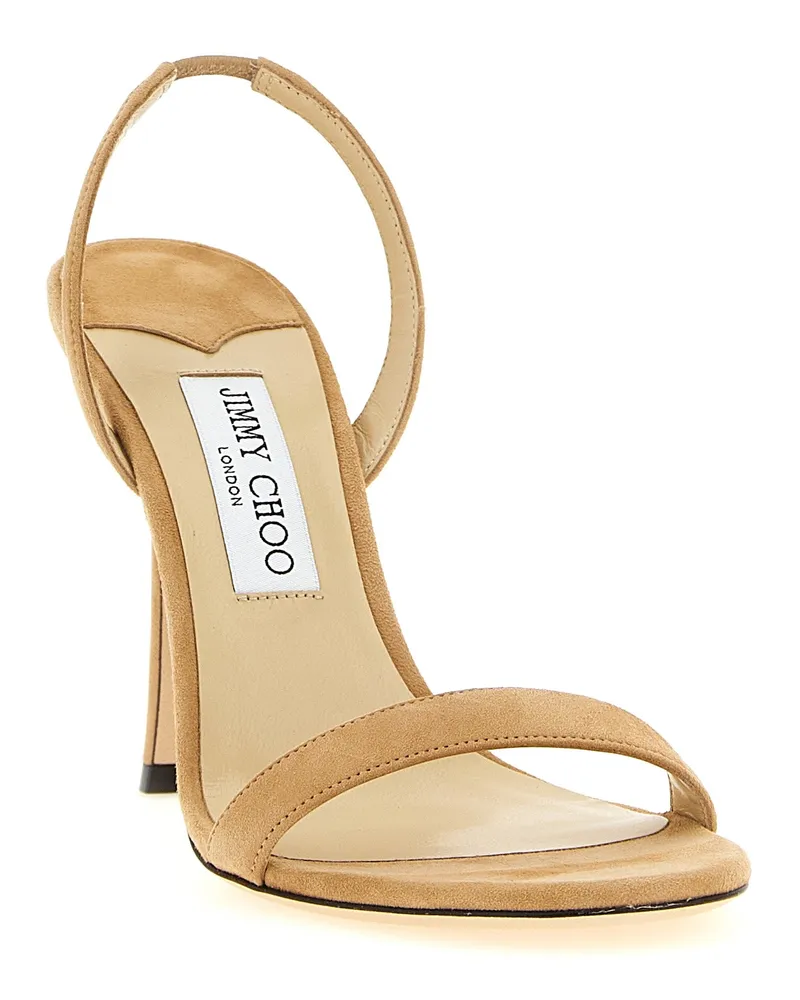 Jimmy Choo Women's Beige Leather Stiletto Heel Sandals Beige