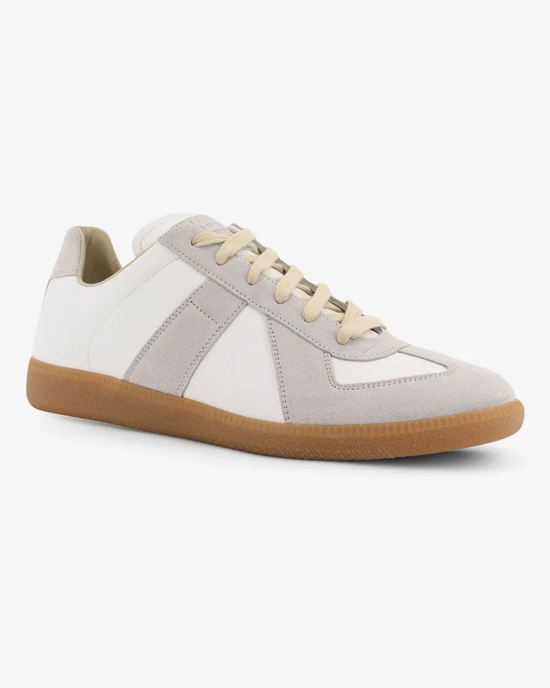 Maison Margiela Men's Low-Top Sneakers Replica Grey Leather And Suede Leather-Suede Trainers Leather/suede Gray