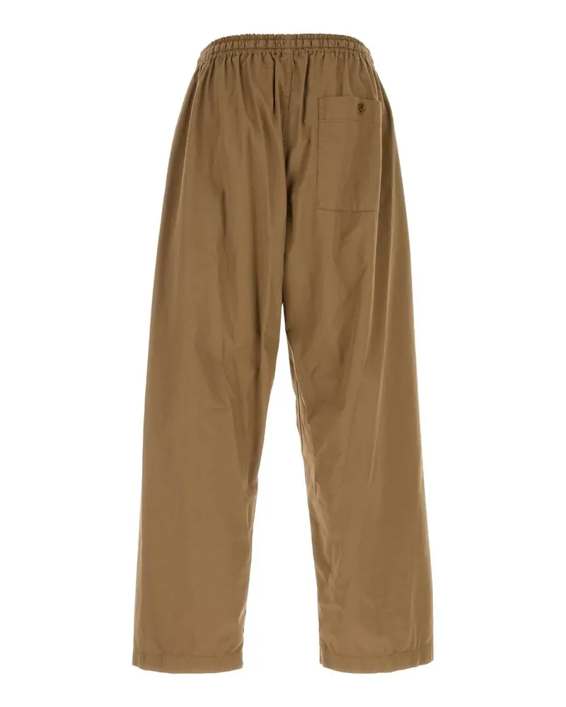 Christophe Lemaire Men's Biscuit Cotton Wide-Leg Pant Cappuccino Exterior: Pantaloni Trousers Beige