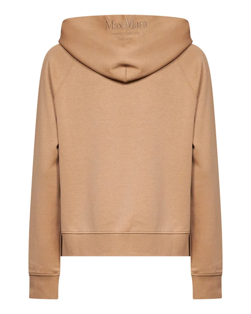 Max Mara Women's Zip-Up Hoodie Smmmarea Beige Cotton Sweatshirts Sweater Beige