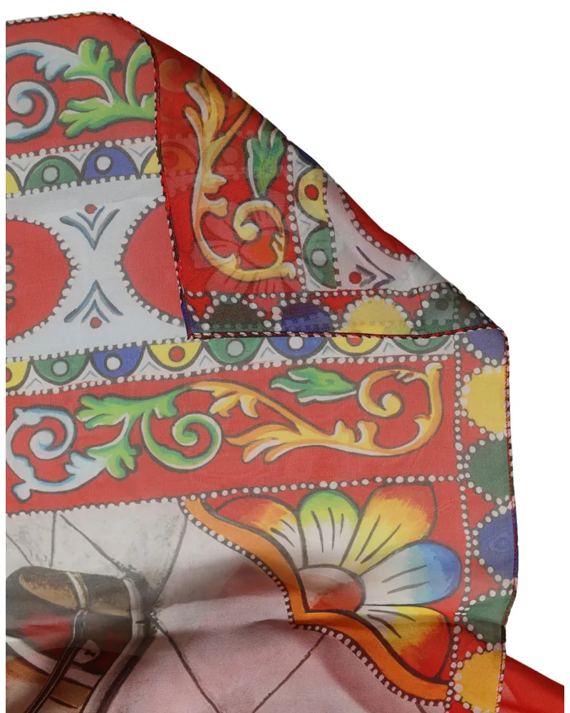 Dolce & Gabbana Historical Print Silk Scarf — Red Red