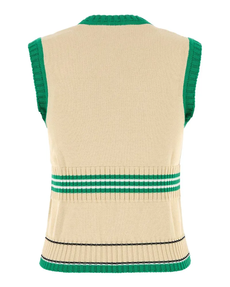 Valentino Garavani Women's Cream Cotton Vest Betullaemerald Exterior: Maglieria Beige