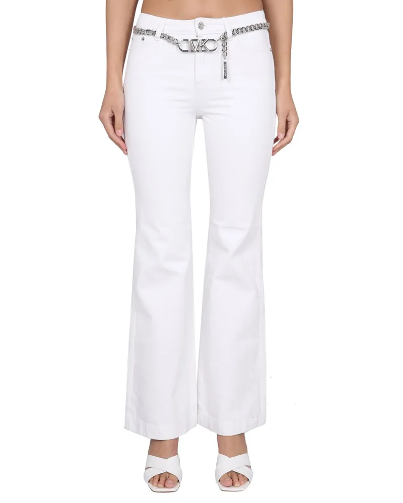 Michael Kors Logo Belt Cotton Jeans — White White