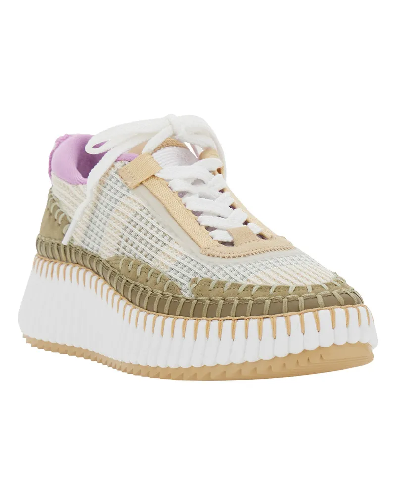 Chloé Women's Platform Sneakers Nama Beige Suede Polyester Trainers Beige