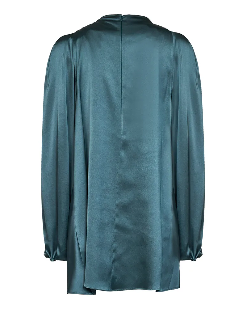 Giuseppe di Morabito Asymmetric Cape-Collar Satin Mini Dress — Green Green