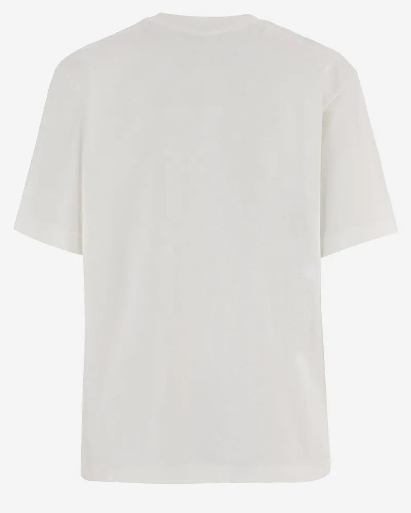 Fendi Logo-Embroidered Cotton T-Shirt — White White