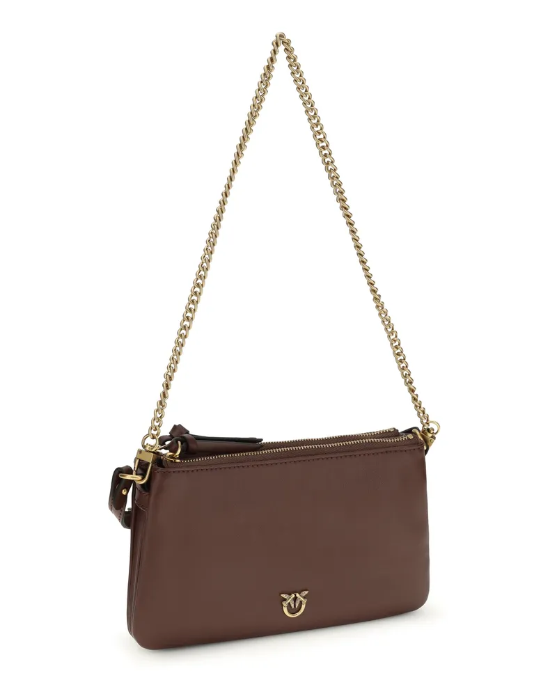 Pinko Women's Mini Double Shoulder Bag Rosso Vino-Antique Gold Brown