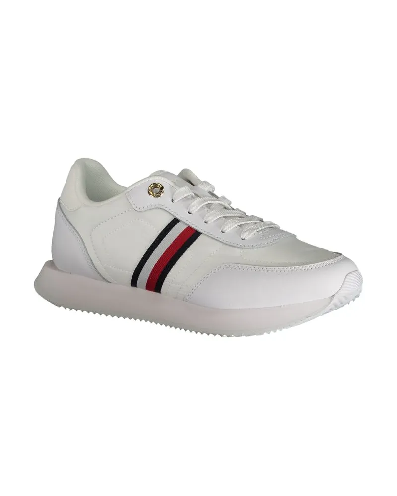 Tommy Hilfiger Contrast-Striped Leather Sneaker — White White