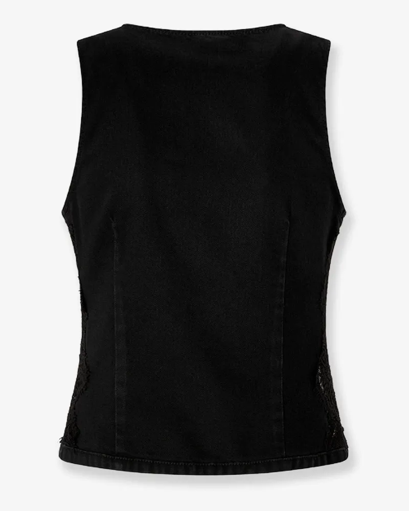 Pinko Women Cotton Gardener Vest With Laces Black Blazers Jacket Black