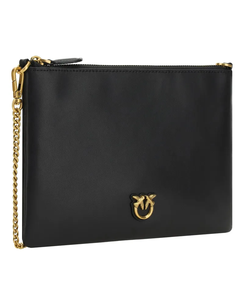 Pinko Women's Leather Shoulder Bag Nero-Antique Gold Calf Bos Taurus Black
