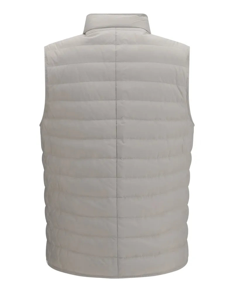 Brunello Cucinelli Men's Sleeveless Padded Gilet Ice Polyester Blazers Jacket Gray