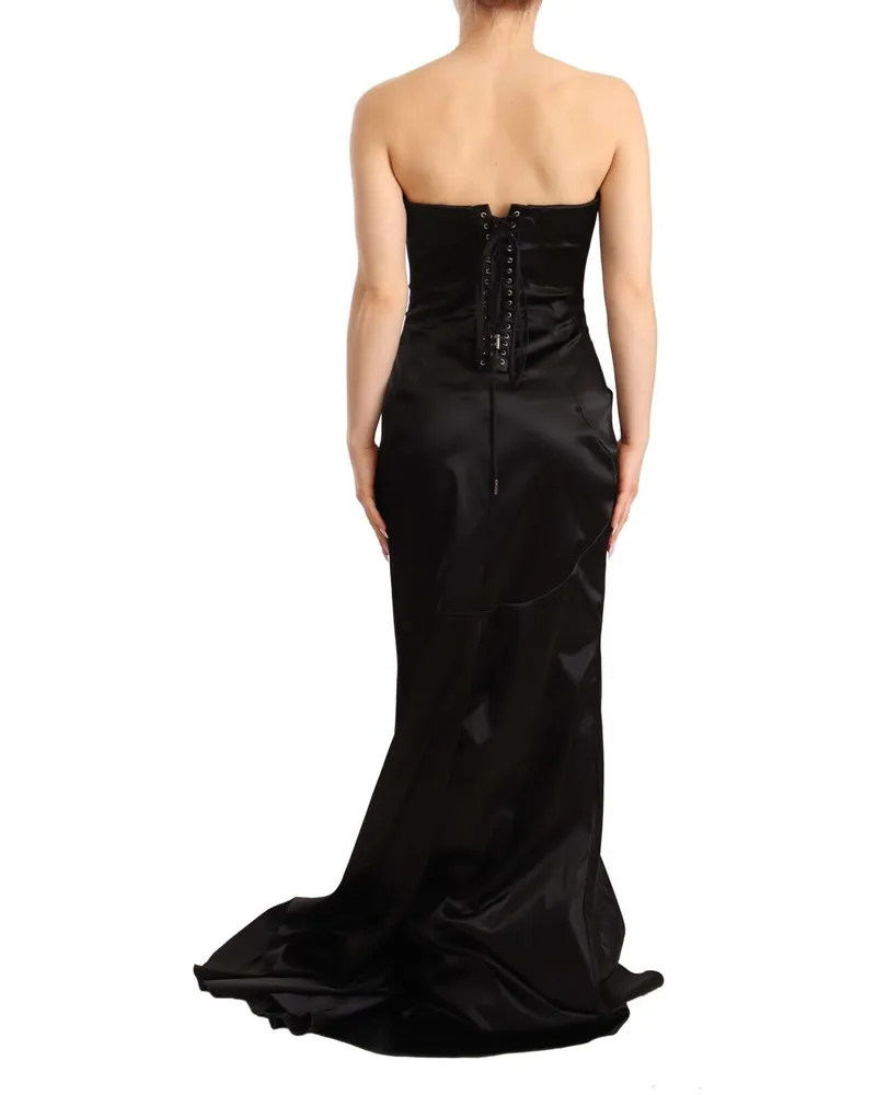 Dolce & Gabbana Women Silk Stretch Mermaid Gown Black Nylon Elastane Black