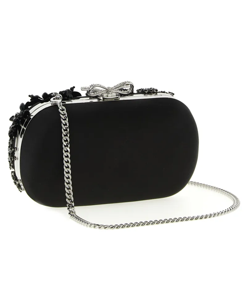 Self-Portrait Women's Embellished Floral Clutch Black Polyester Elastane Black