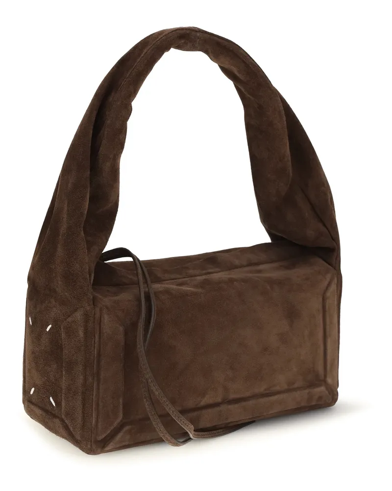 Maison Margiela Box East West Calfskin Leather Shoulder Bag — Brown Brown