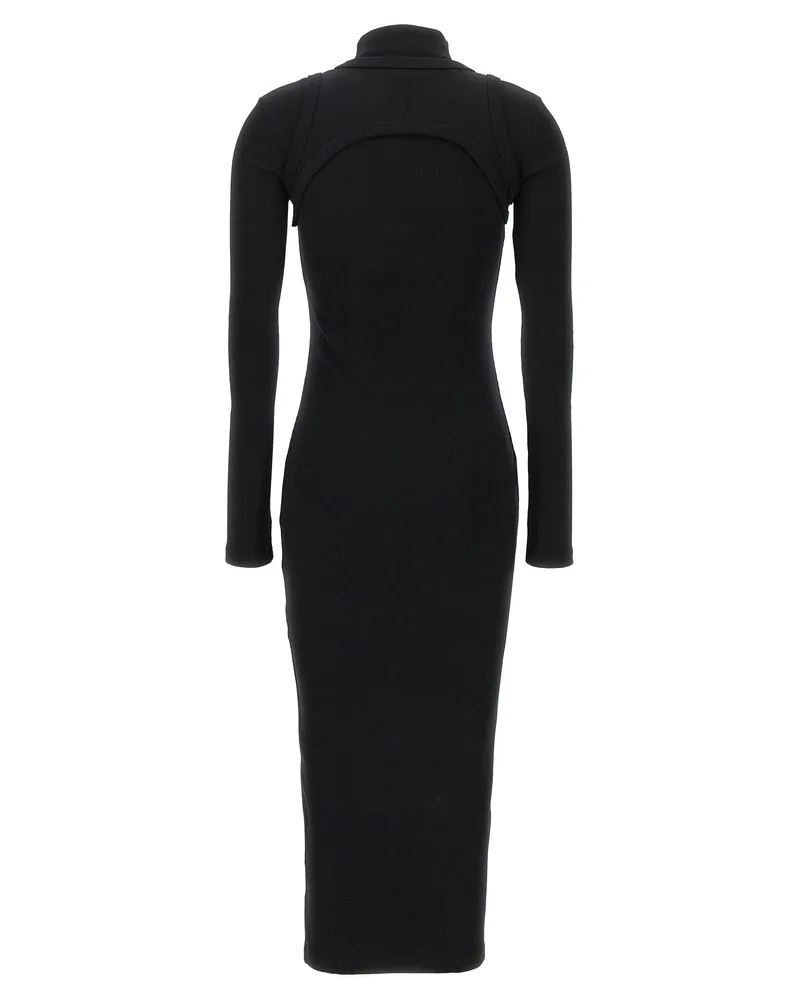 OFF-WHITE Cut-Out Ribbed Dress — Black Black
