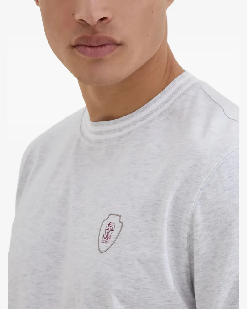 Brunello Cucinelli Women's Logo-Embroidered Crew-Neck T-Shirt Aw25 White